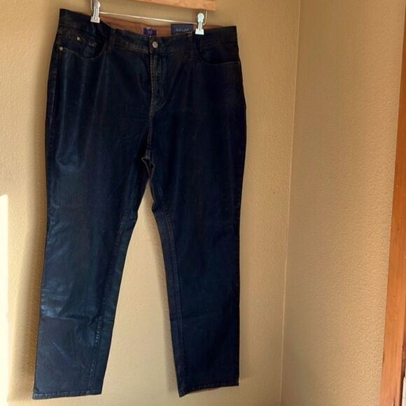 NYDJ Beat Leather Brown Jeans 18W Skinny - Picture 1 of 16